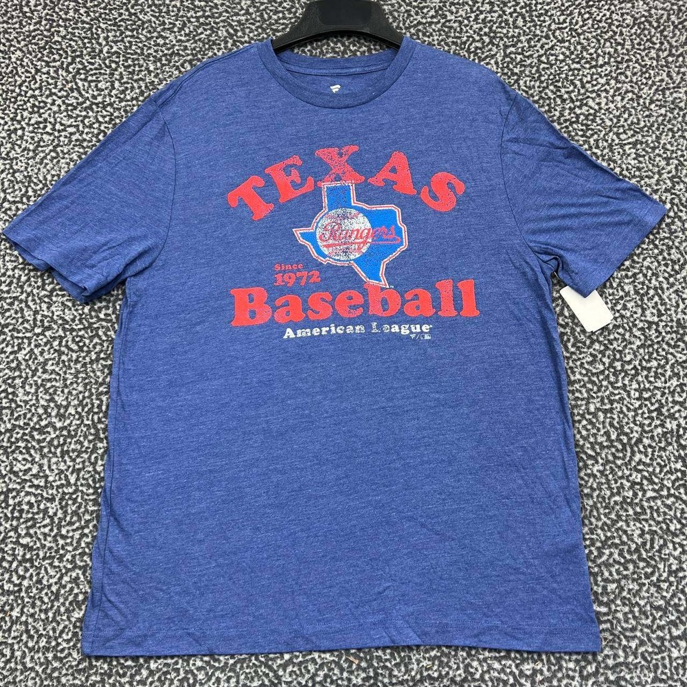 Texas Rangers Shirt Men Large Blue Fanatics Short Sleeve Crew Neck New L‎